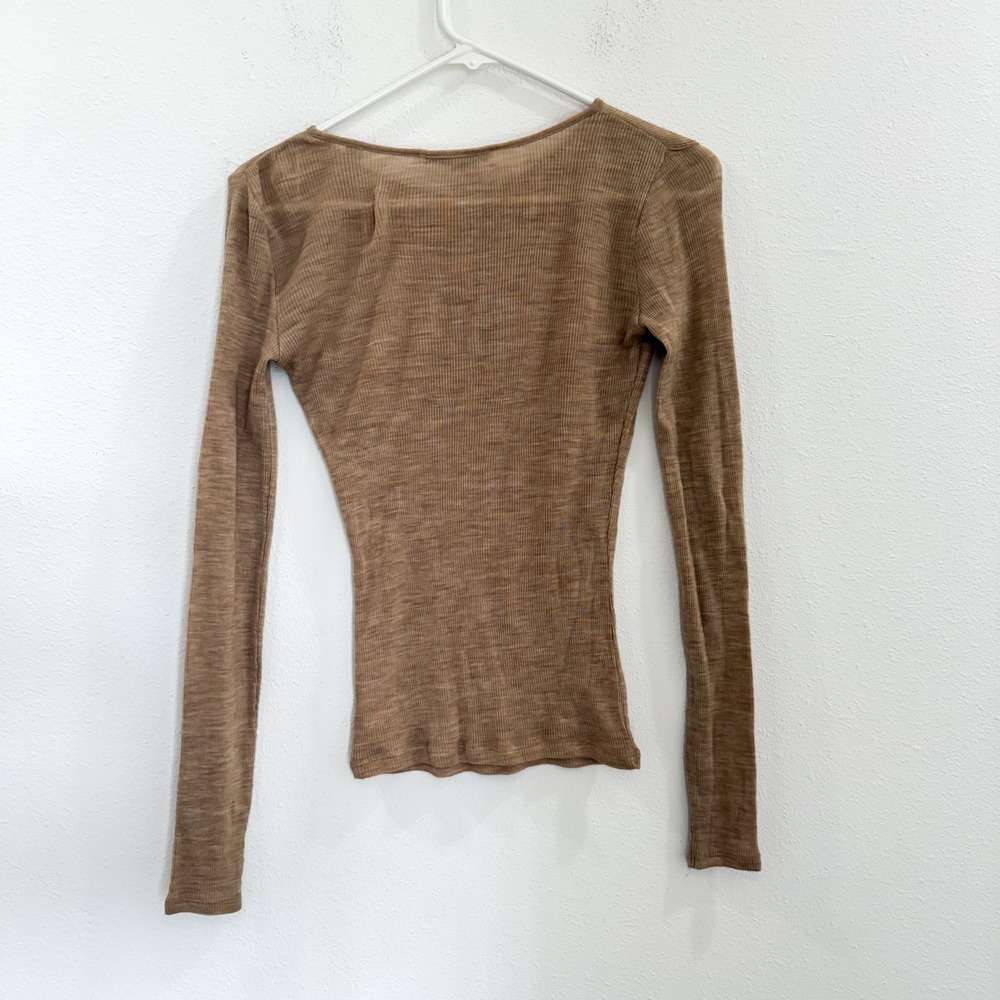 Vince Sheer Merino Wool Blend Boho Old Money Long Sleeve TShirt Tank XS - Picture 4 of 6